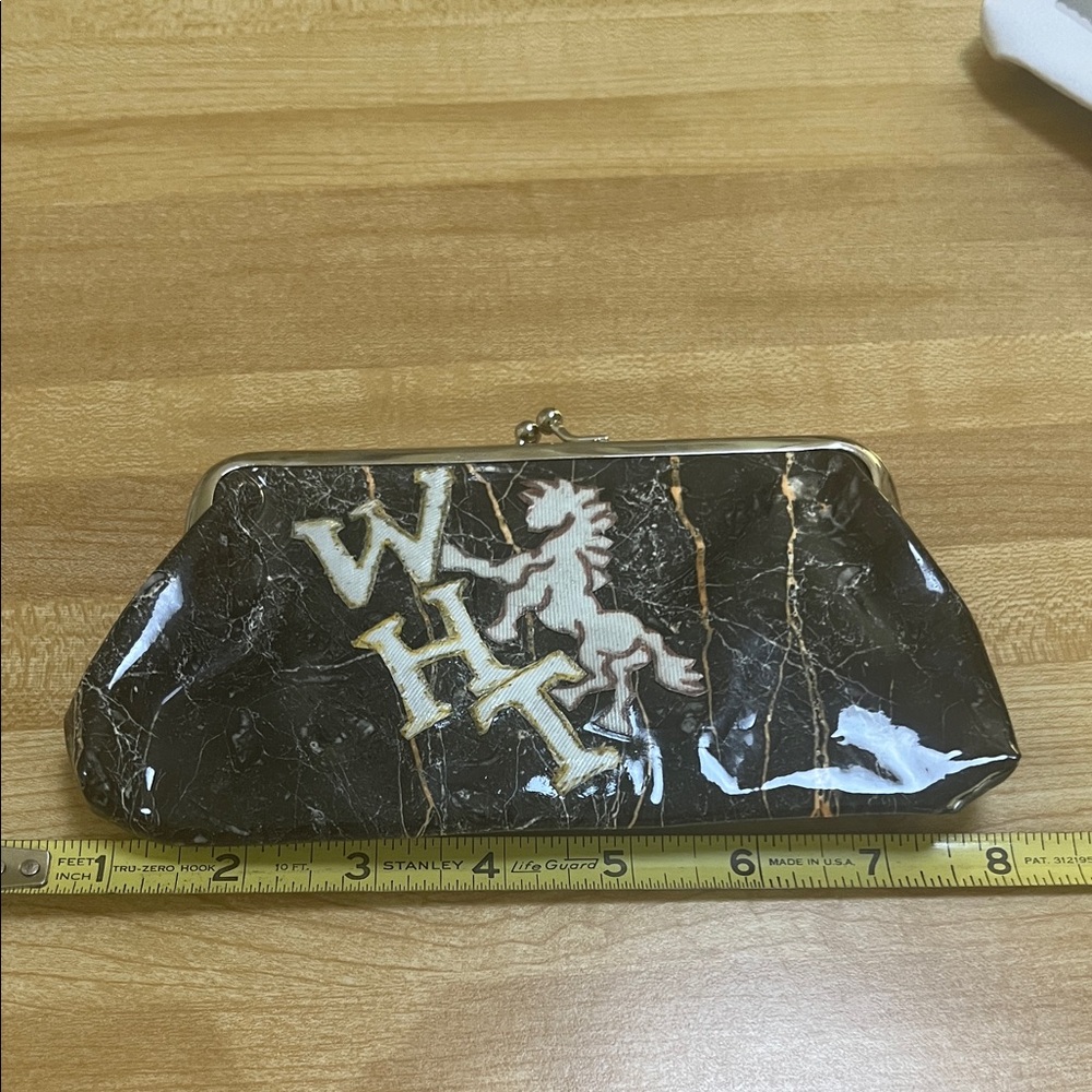 # 0736 + Set of Black /Gold WHT Logo & Baby Elephant Clutch with Silver Frame - Picture 8 of 17